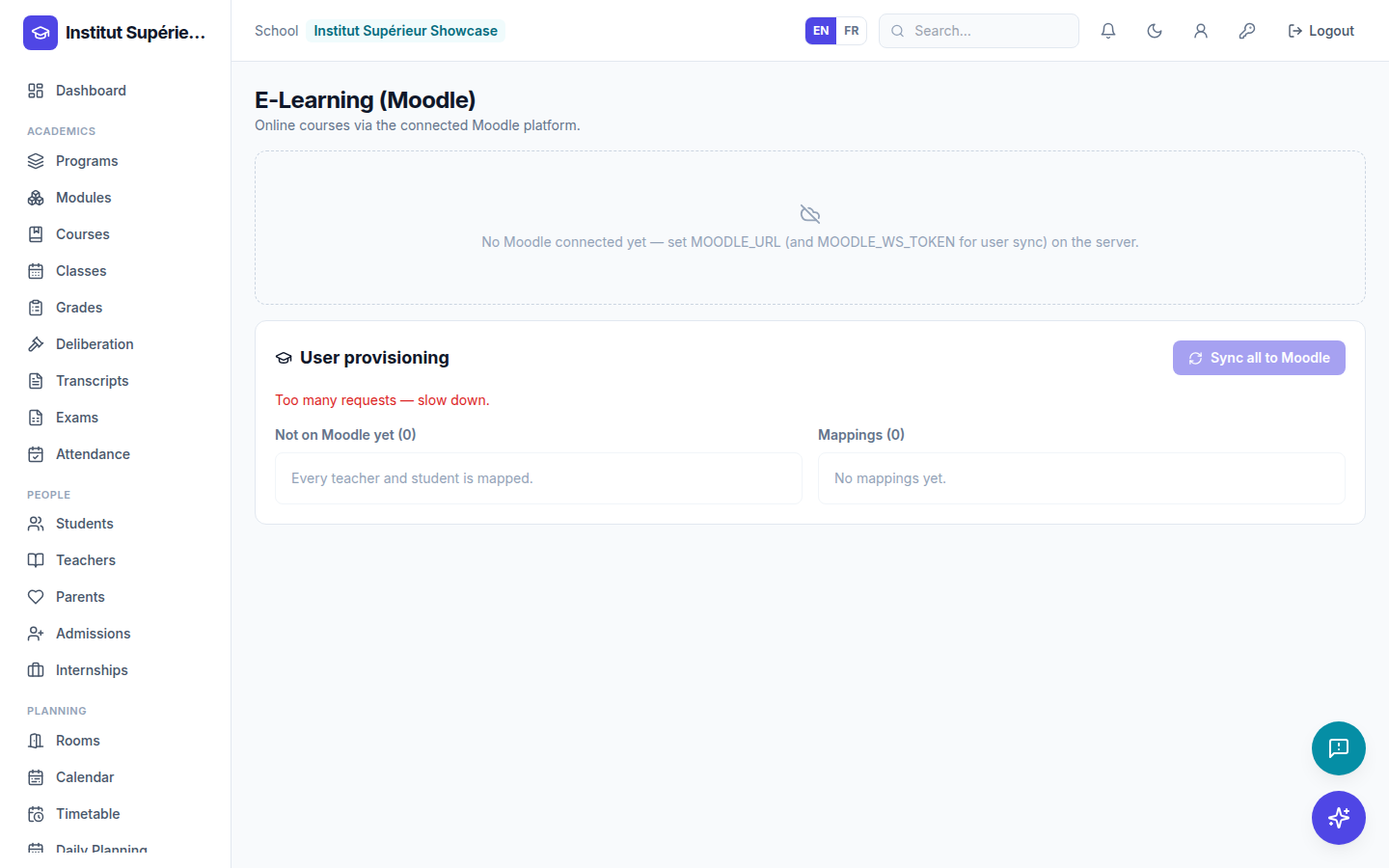 Online learning — screenshot of the EduScola interface